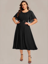 ever PORTIA|Applique Chiffon Ruffle Sleeve Evening Dress