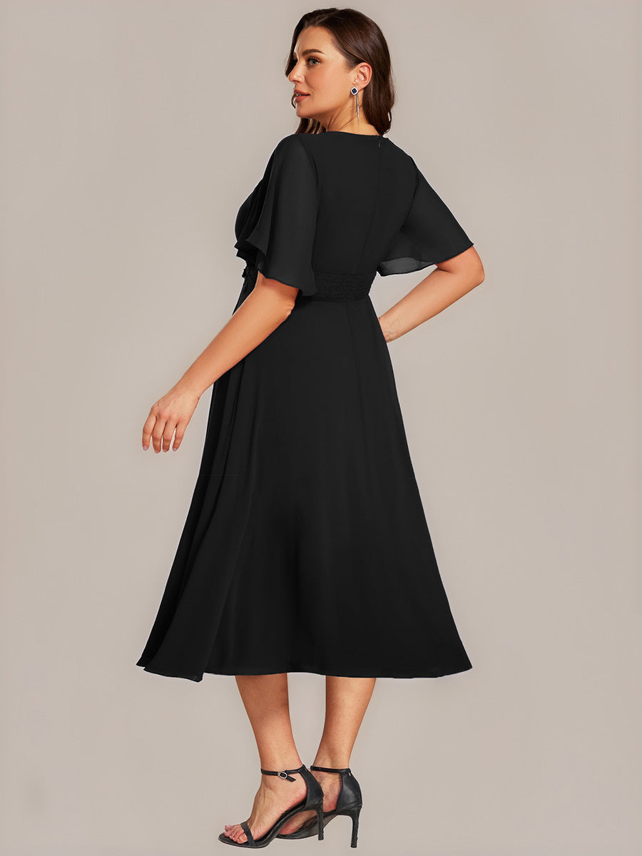 ever PORTIA|Applique Chiffon Ruffle Sleeve Evening Dress