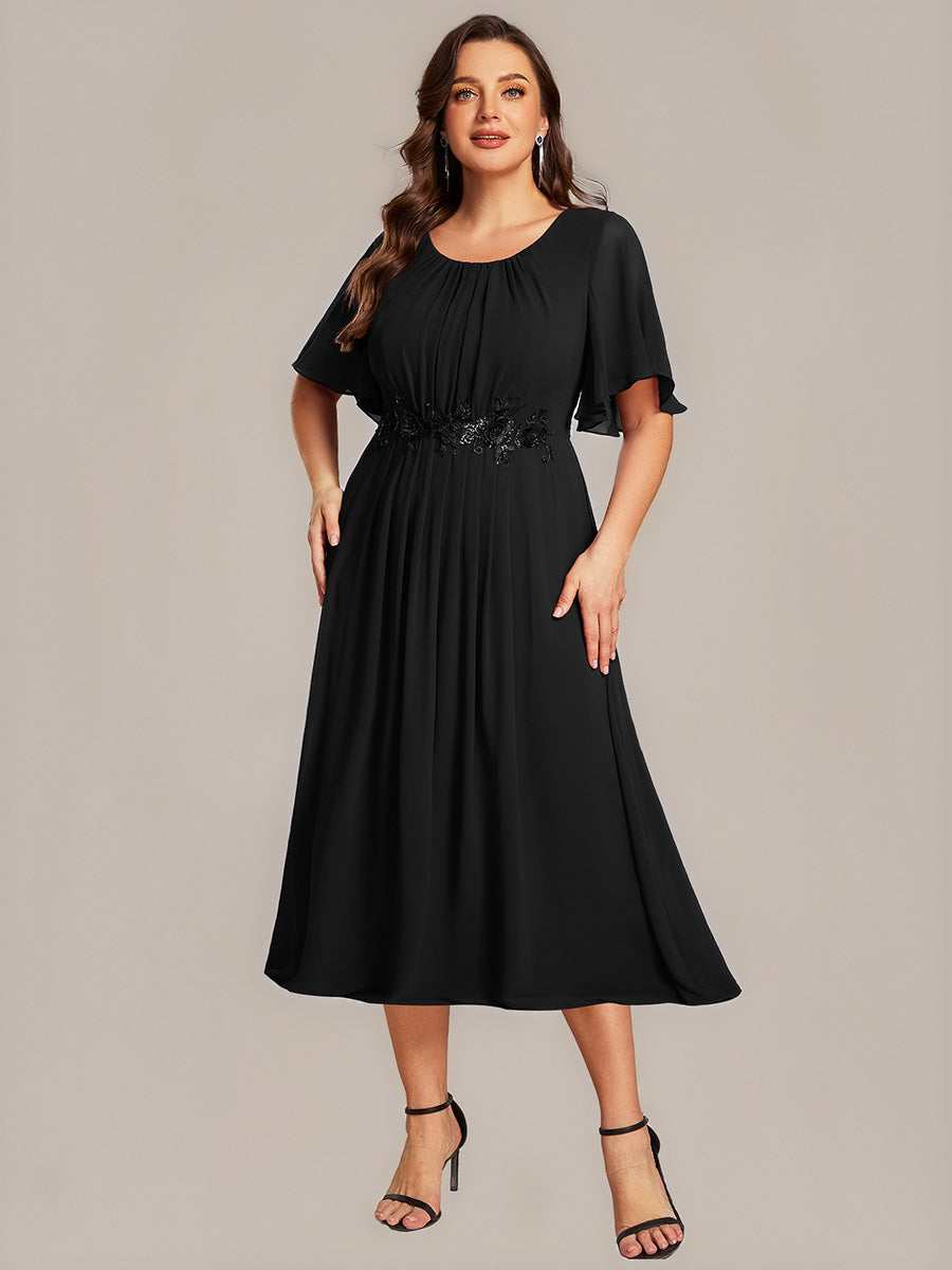 ever PORTIA|Applique Chiffon Ruffle Sleeve Evening Dress