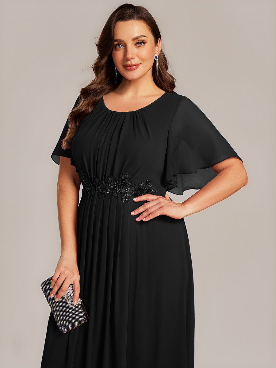 ever PORTIA|Applique Chiffon Ruffle Sleeve Evening Dress