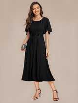 ever PORTIA|Applique Chiffon Ruffle Sleeve Evening Dress