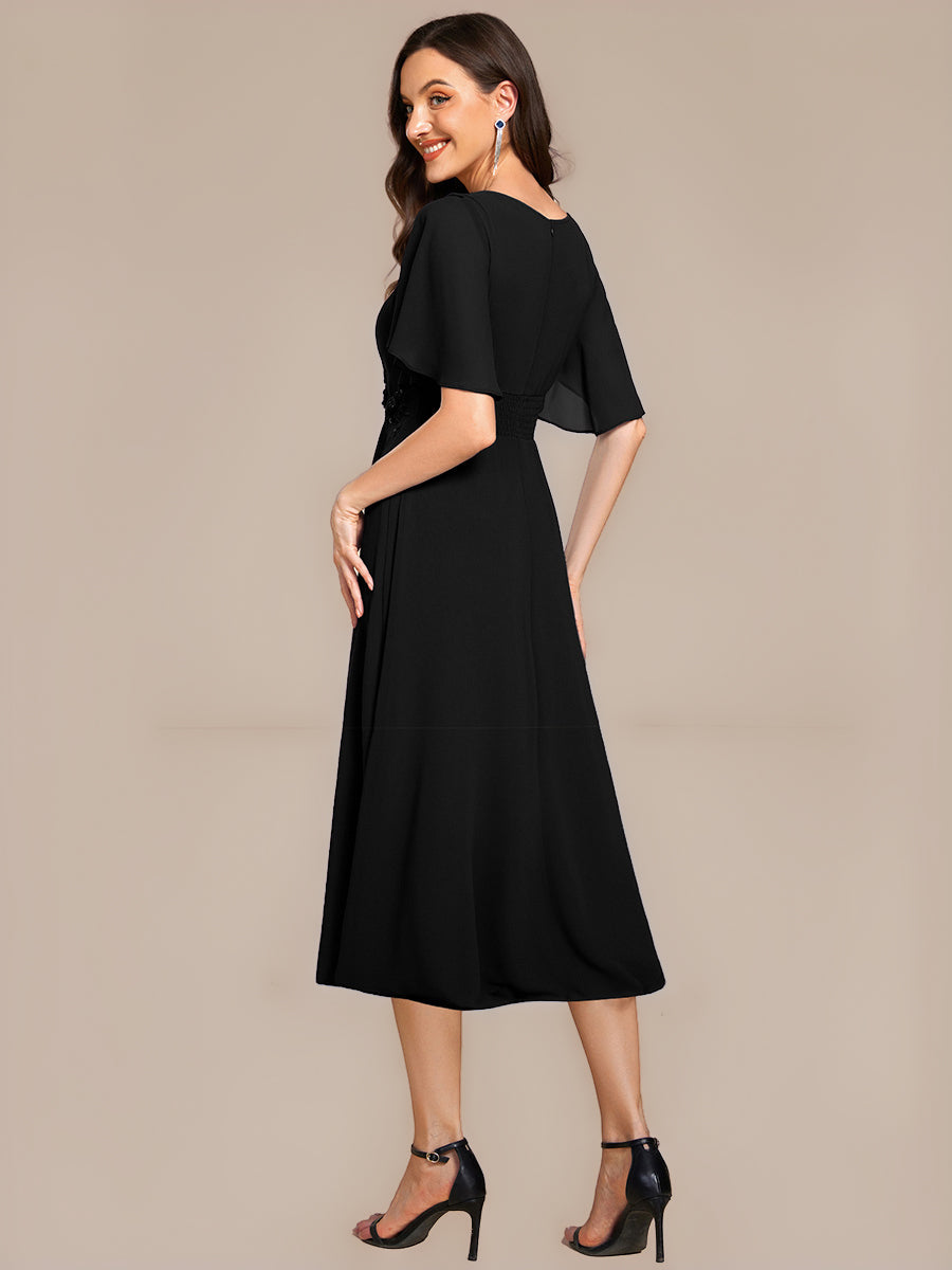ever PORTIA|Applique Chiffon Ruffle Sleeve Evening Dress