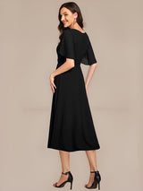 ever PORTIA|Applique Chiffon Ruffle Sleeve Evening Dress