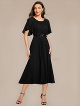 ever PORTIA|Applique Chiffon Ruffle Sleeve Evening Dress
