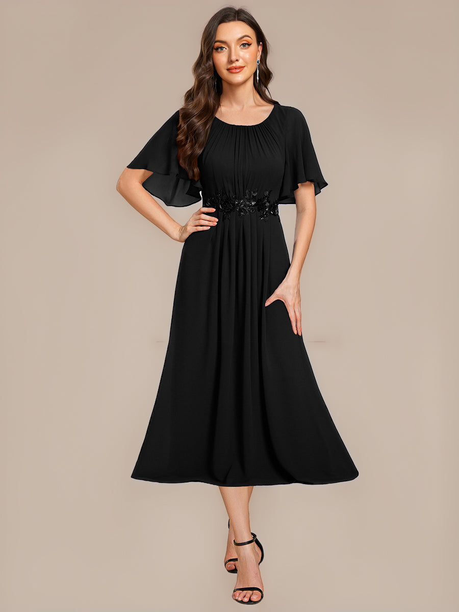 ever PORTIA|Applique Chiffon Ruffle Sleeve Evening Dress