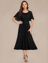 ever PORTIA|Applique Chiffon Ruffle Sleeve Evening Dress