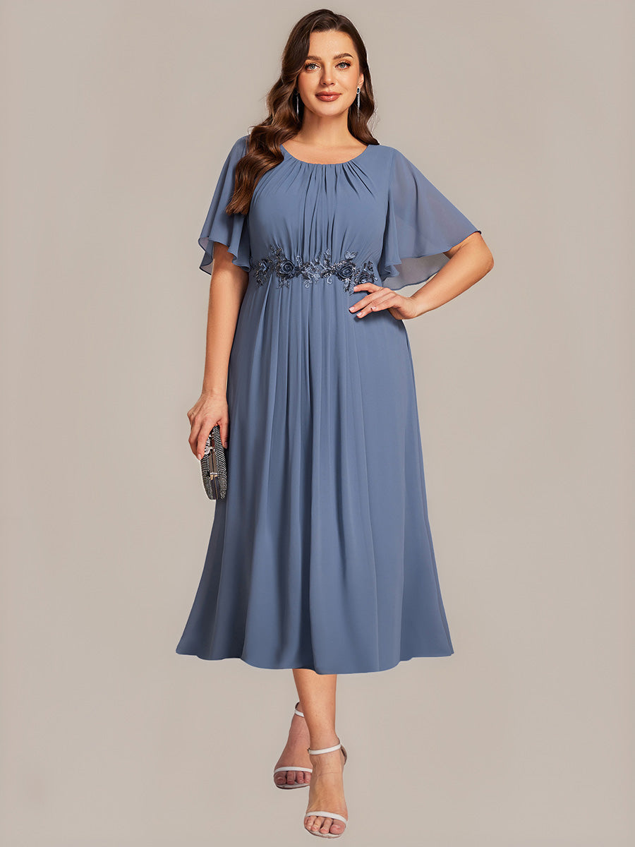 ever PORTIA|Applique Chiffon Ruffle Sleeve Evening Dress