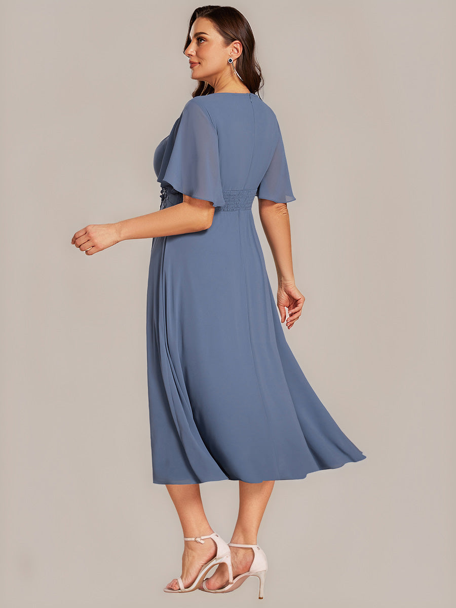 ever PORTIA|Applique Chiffon Ruffle Sleeve Evening Dress