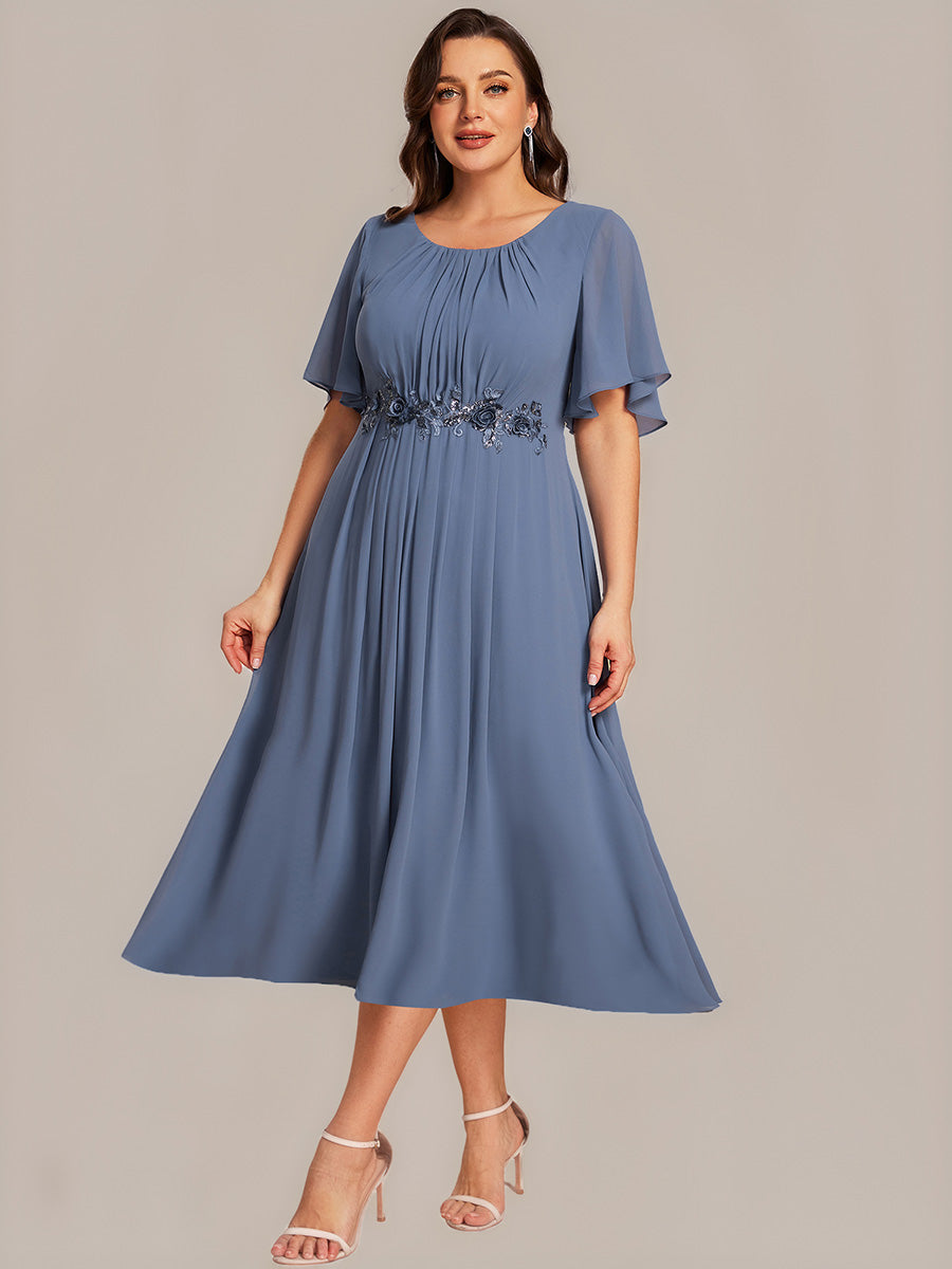 ever PORTIA|Applique Chiffon Ruffle Sleeve Evening Dress