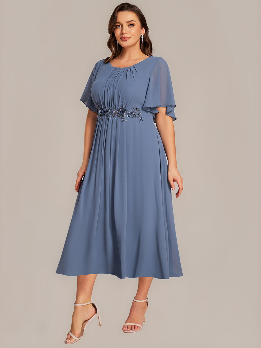 ever PORTIA|Applique Chiffon Ruffle Sleeve Evening Dress