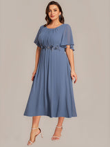 ever PORTIA|Applique Chiffon Ruffle Sleeve Evening Dress