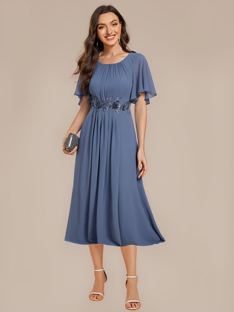 ever PORTIA|Applique Chiffon Ruffle Sleeve Evening Dress