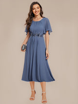 ever PORTIA|Applique Chiffon Ruffle Sleeve Evening Dress