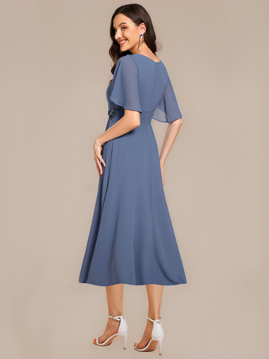 ever PORTIA|Applique Chiffon Ruffle Sleeve Evening Dress