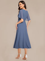 ever PORTIA|Applique Chiffon Ruffle Sleeve Evening Dress