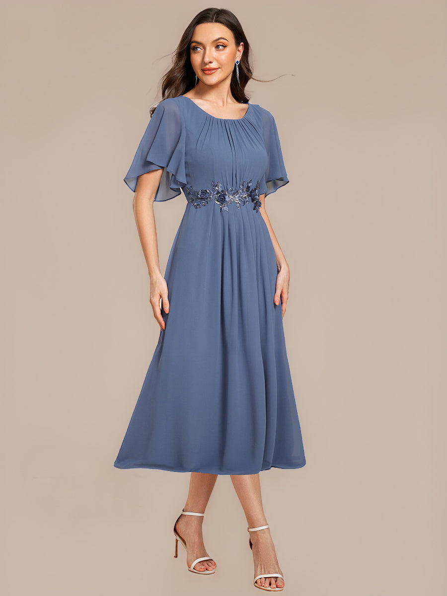 ever PORTIA|Applique Chiffon Ruffle Sleeve Evening Dress