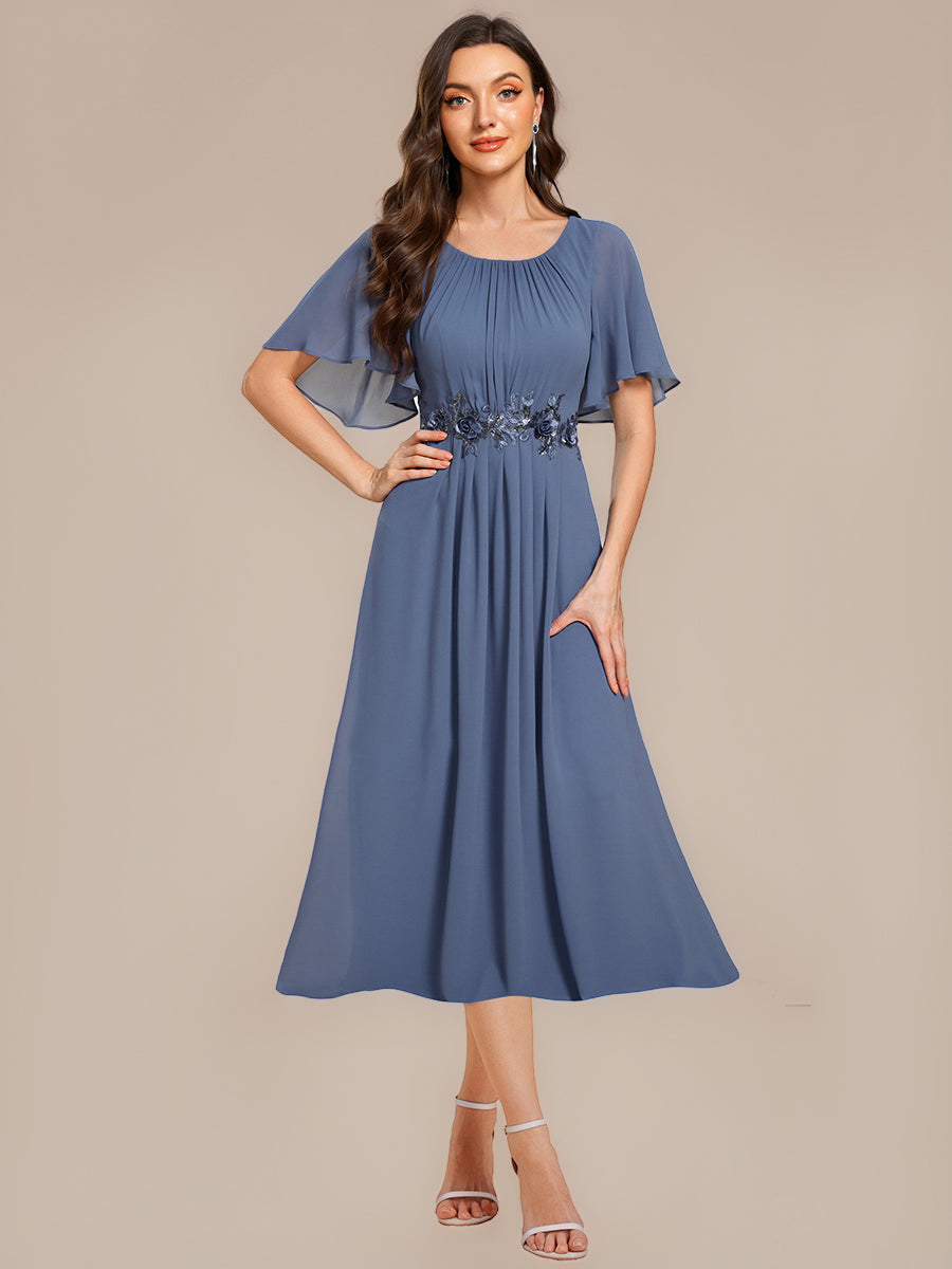 ever PORTIA|Applique Chiffon Ruffle Sleeve Evening Dress