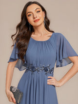 ever PORTIA|Applique Chiffon Ruffle Sleeve Evening Dress