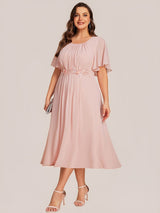 ever PORTIA|Applique Chiffon Ruffle Sleeve Evening Dress