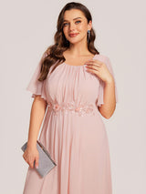 ever PORTIA|Applique Chiffon Ruffle Sleeve Evening Dress