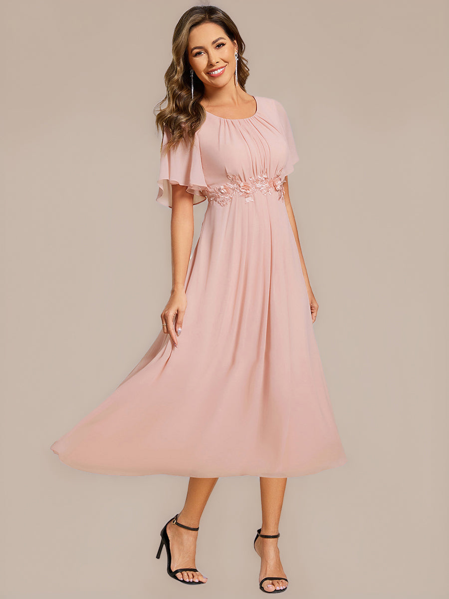 ever PORTIA|Applique Chiffon Ruffle Sleeve Evening Dress