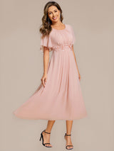 ever PORTIA|Applique Chiffon Ruffle Sleeve Evening Dress