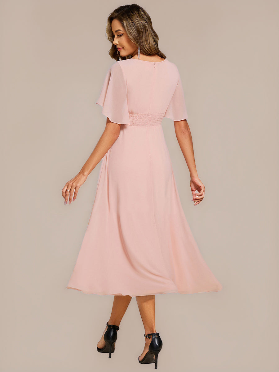 ever PORTIA|Applique Chiffon Ruffle Sleeve Evening Dress