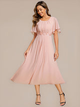 ever PORTIA|Applique Chiffon Ruffle Sleeve Evening Dress