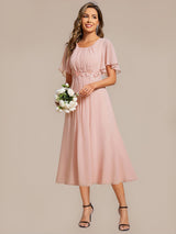 ever PORTIA|Applique Chiffon Ruffle Sleeve Evening Dress