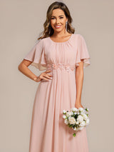 ever PORTIA|Applique Chiffon Ruffle Sleeve Evening Dress