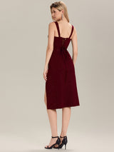 Glitter Ruched Midi Evening Dress