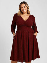 Long Lantern Sleeve Midi Guest Dress