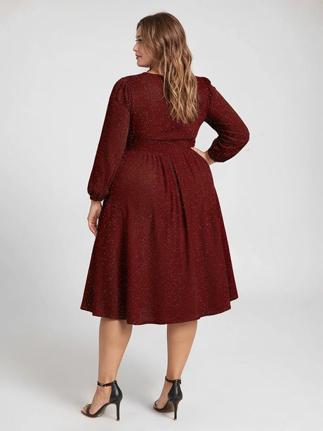 Long Lantern Sleeve Midi Guest Dress
