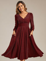 Long Lantern Sleeve Midi Guest Dress
