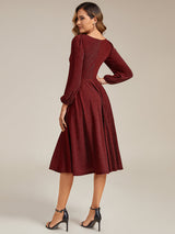 Long Lantern Sleeve Midi Guest Dress