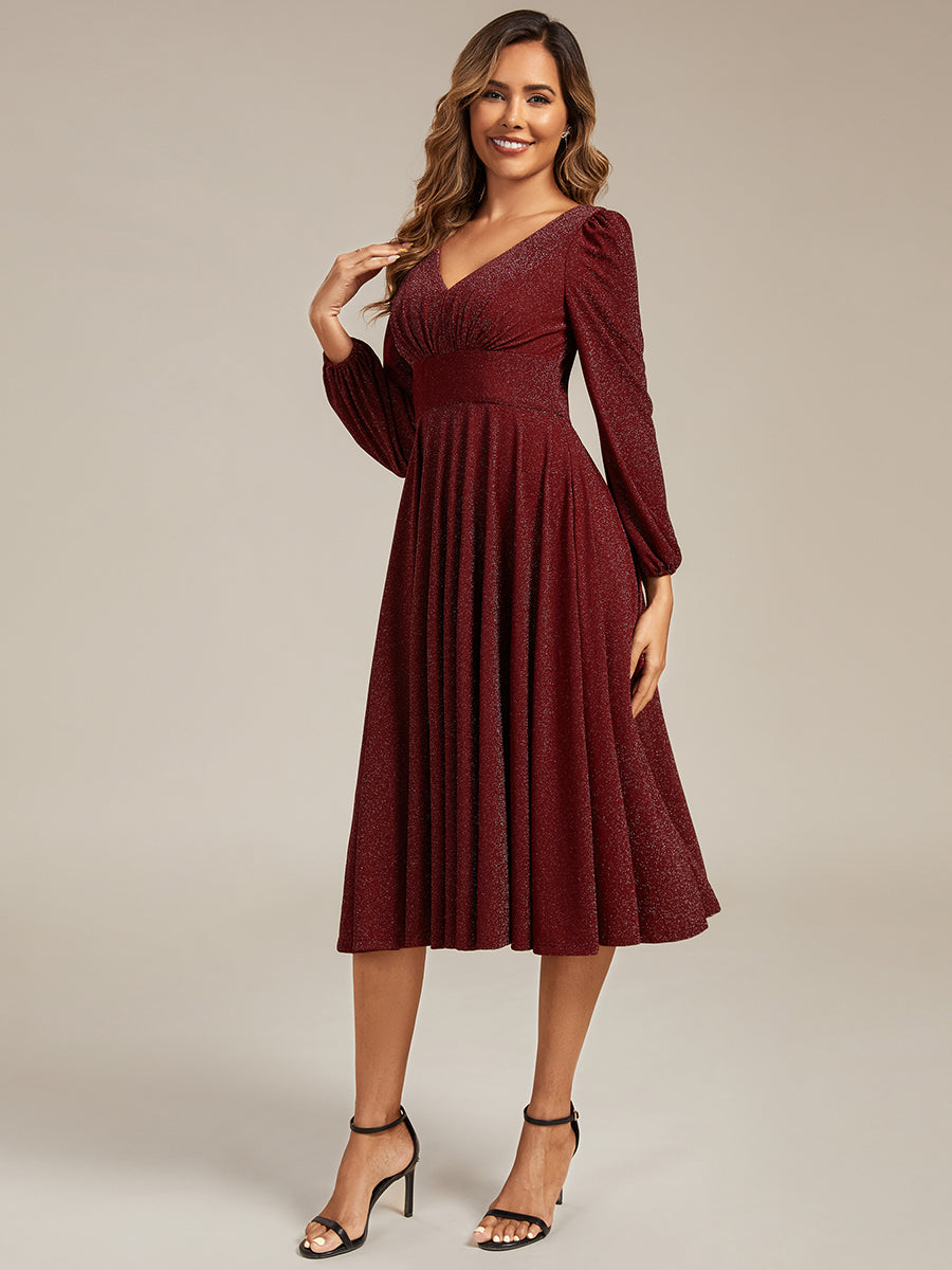 Long Lantern Sleeve Midi Guest Dress