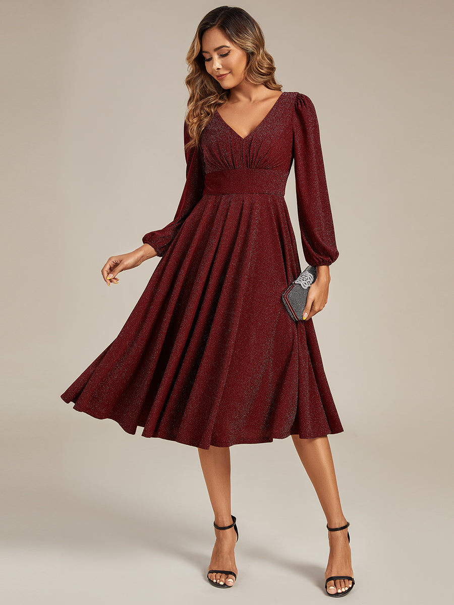 Long Lantern Sleeve Midi Guest Dress