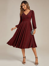 Long Lantern Sleeve Midi Guest Dress