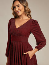 Long Lantern Sleeve Midi Guest Dress