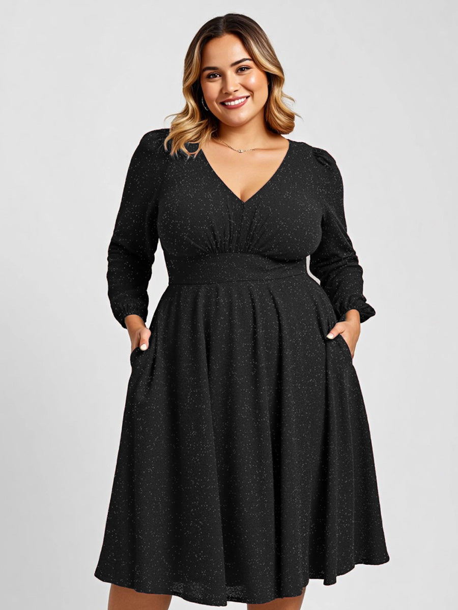 Long Lantern Sleeve Midi Guest Dress