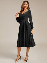 Long Lantern Sleeve Midi Guest Dress