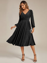 Long Lantern Sleeve Midi Guest Dress
