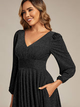 Long Lantern Sleeve Midi Guest Dress