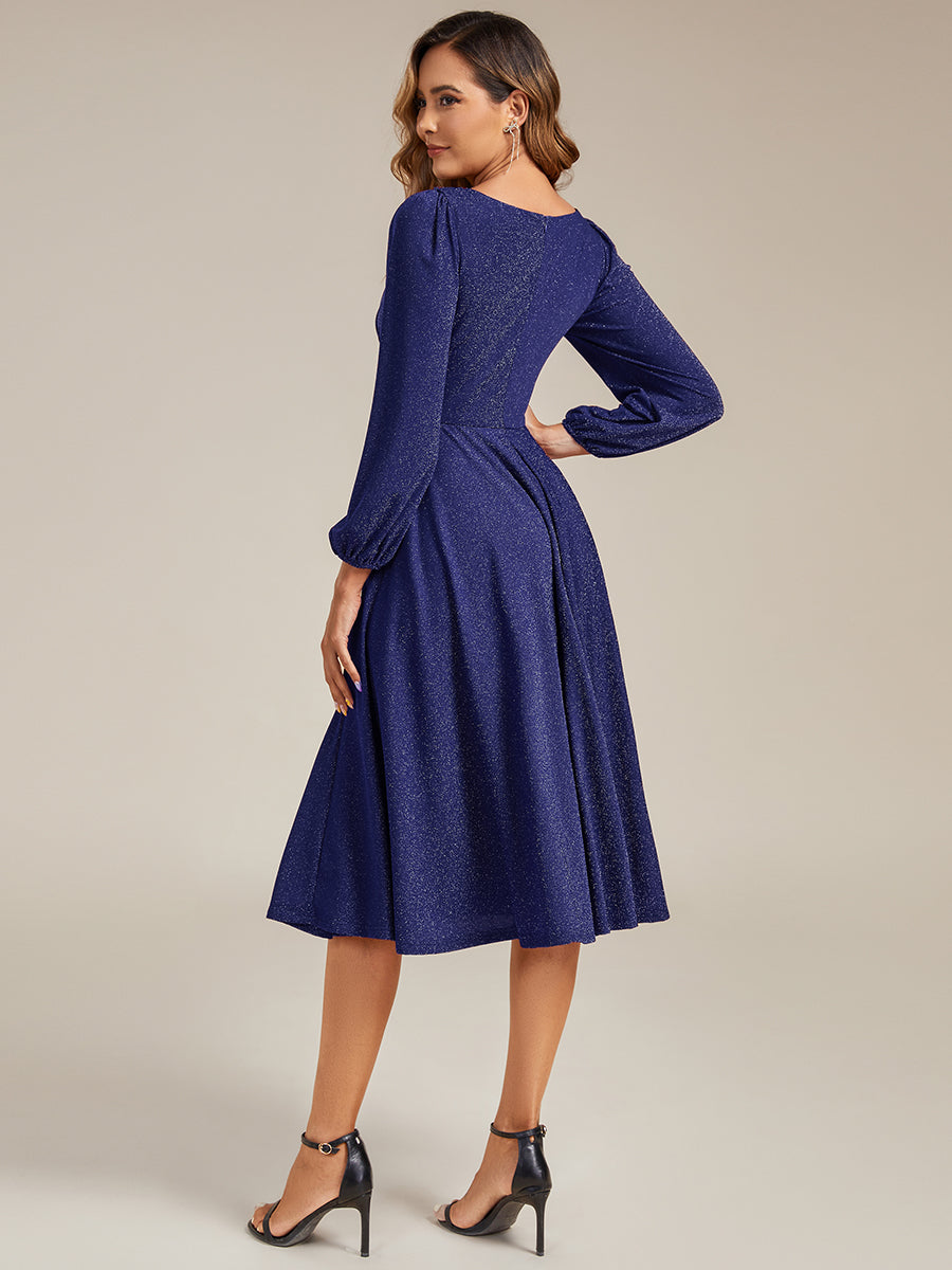 Long Lantern Sleeve Midi Guest Dress