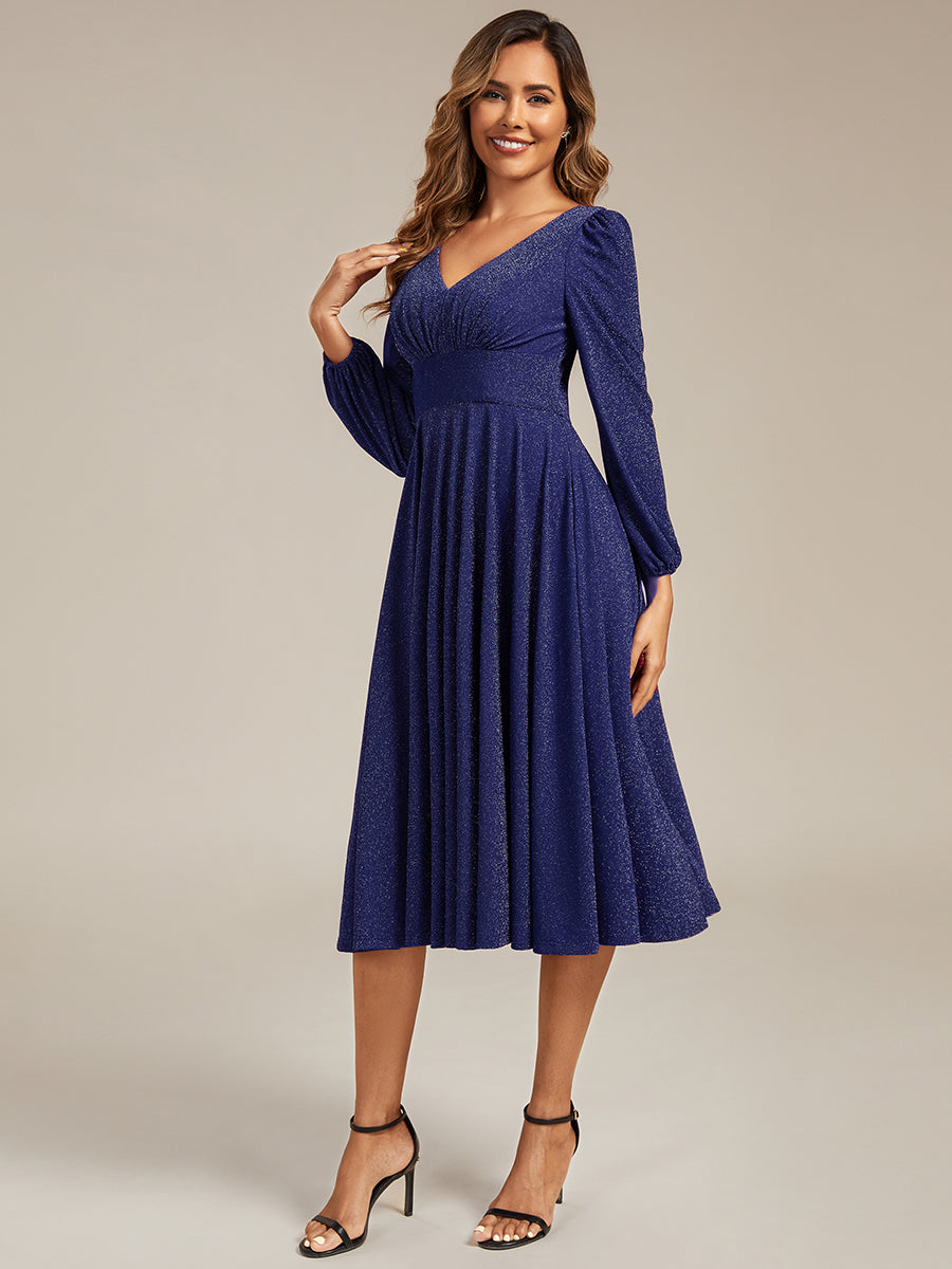 Long Lantern Sleeve Midi Guest Dress