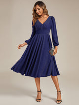 Long Lantern Sleeve Midi Guest Dress