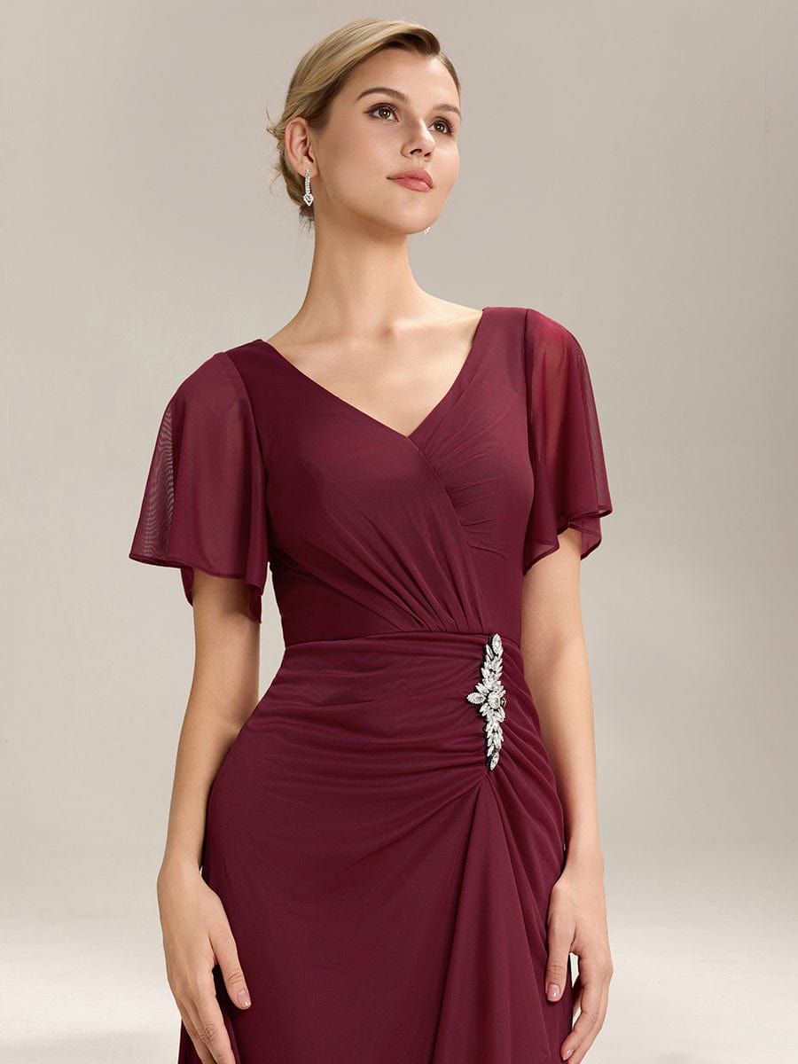 ever MARIEL|Rhinestone Embellished Chiffon Ruffle Sleeve Wedding Guest Dresses