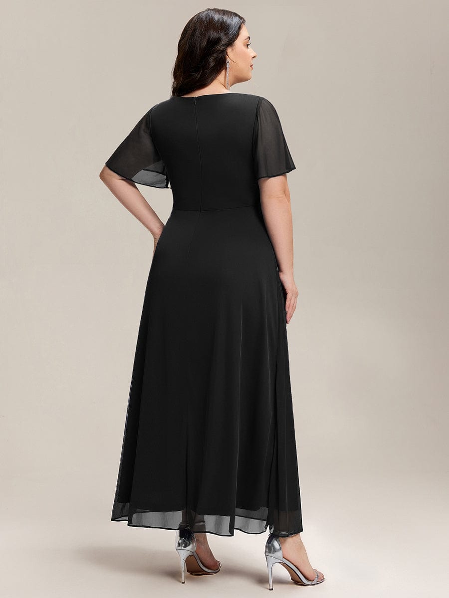 ever MARIEL|Rhinestone Embellished Chiffon Ruffle Sleeve Wedding Guest Dresses