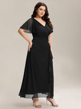 ever MARIEL|Rhinestone Embellished Chiffon Ruffle Sleeve Wedding Guest Dresses