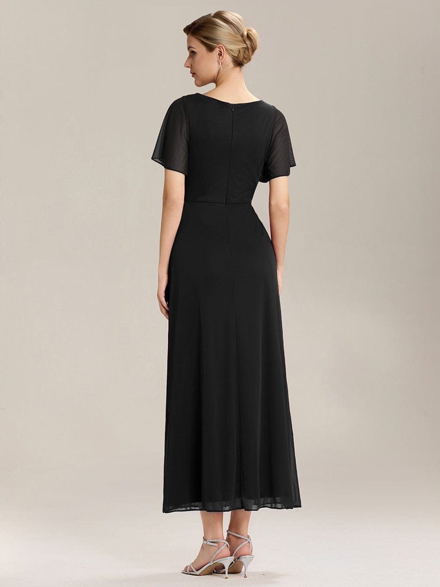 ever MARIEL|Rhinestone Embellished Chiffon Ruffle Sleeve Evening Dress
